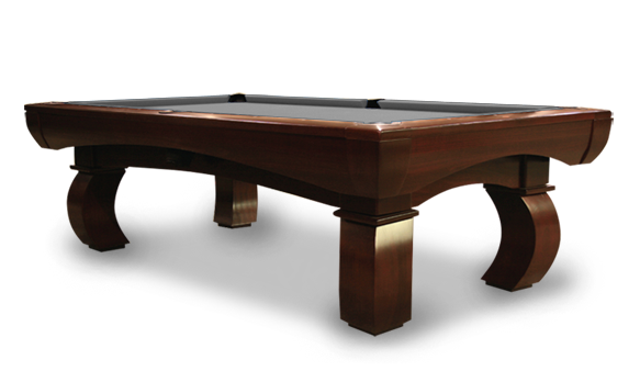 The Paragon Drop Pocket Home Table Shown in Maple Wood with a Cherry Stain with Grey Simonis 860 Cloth